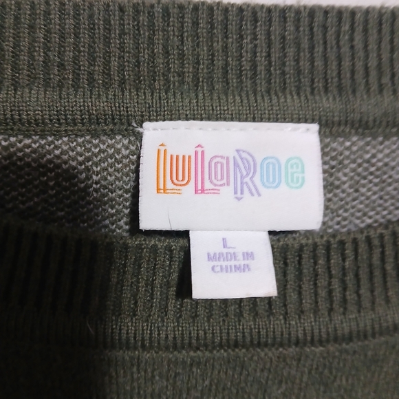 LuLaRoe Olive Green Polka Dot Sweater - Picture 3 of 3